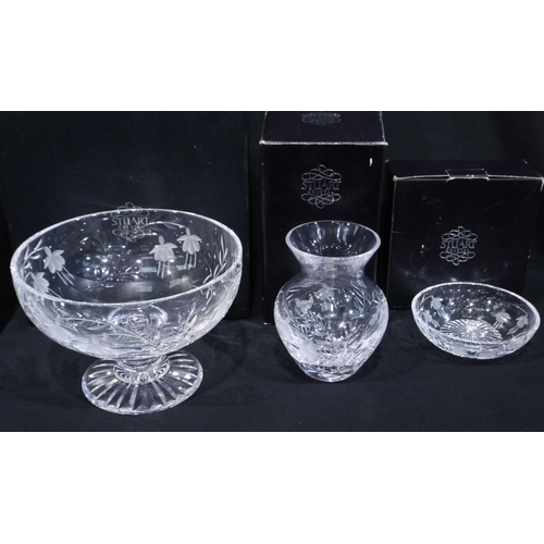 337 - Boxed Stuart Crystal footed bowl, bulbous vase and dish. Not available for in-house P&P