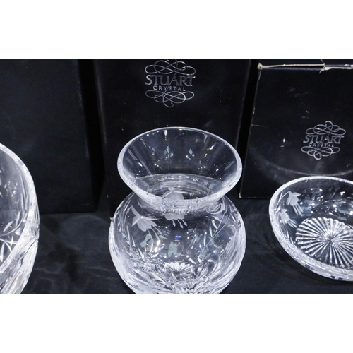 337 - Boxed Stuart Crystal footed bowl, bulbous vase and dish. Not available for in-house P&P