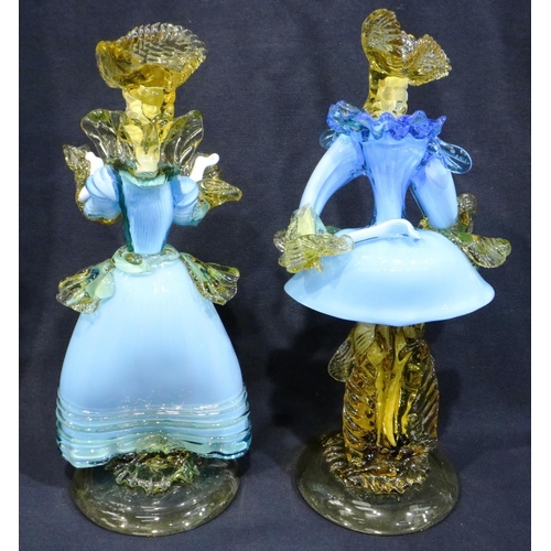 339 - Two Murano style handmade figurines, each H: 30 cm. Not available for in-house P&P