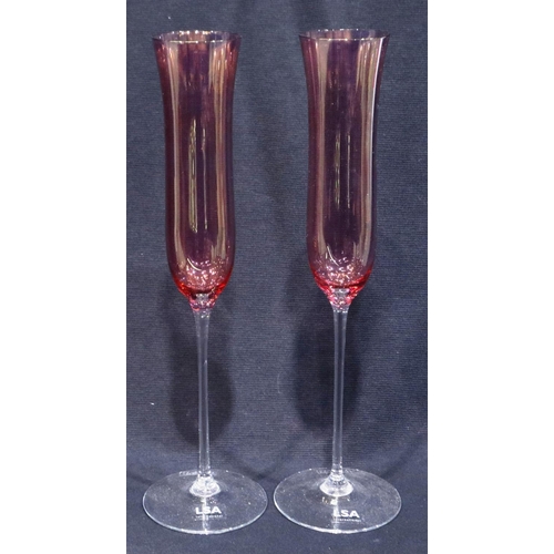 349 - Handmade, hand painted pair of LSA champagne glasses, L: 30 cm. P&P Group 3 (£25+VAT for the first l... 