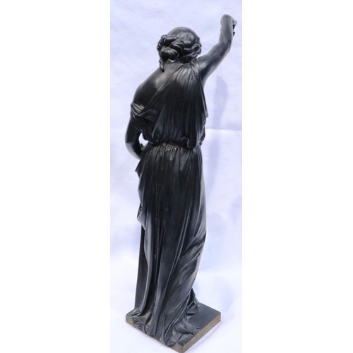 351 - Tall bronze flower maiden, H: 46 cm. Not available for in-house P&P