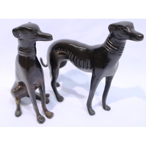 360 - Two bronze greyhounds, H: 16 cm. P&P Group 1 (£14+VAT for the first lot and £1+VAT for subsequent lo... 