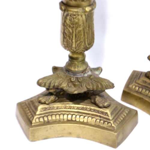 364 - Pair of tall brass candlesticks, H: 50 cm. P&P Group 3 (£25+VAT for the first lot and £5+VAT for sub... 