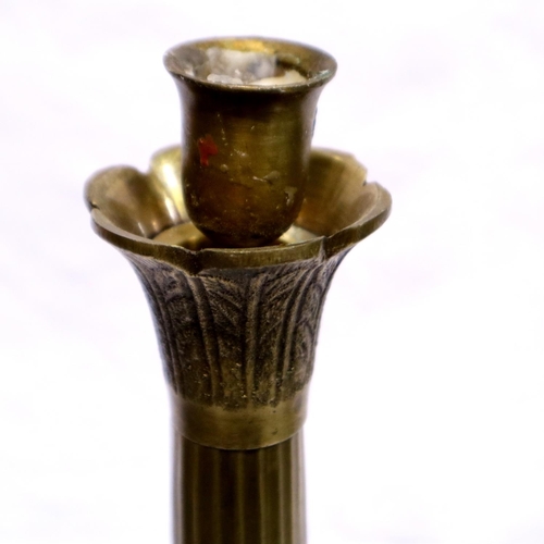 364 - Pair of tall brass candlesticks, H: 50 cm. P&P Group 3 (£25+VAT for the first lot and £5+VAT for sub... 