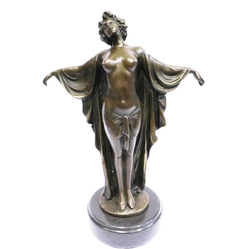 365 - Bronze standing nude figure on marble base, H: 31 cm, signed P. Phillipe. P&P Group 3 (£25+VAT for t... 