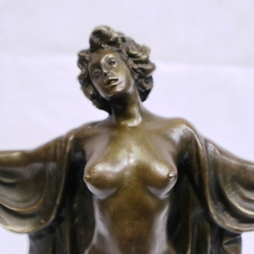 365 - Bronze standing nude figure on marble base, H: 31 cm, signed P. Phillipe. P&P Group 3 (£25+VAT for t... 