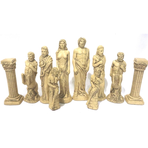 372 - Resin chess set of Greek mythological beings, complete set, King H: 15 cm. P&P Group 3 (£25+VAT for ... 