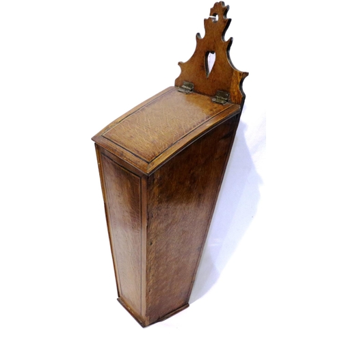 373 - Georgian oak salt box, inlaid with boxwood and ebony, H: 58 cm. P&P Group 3 (£25+VAT for the first l... 