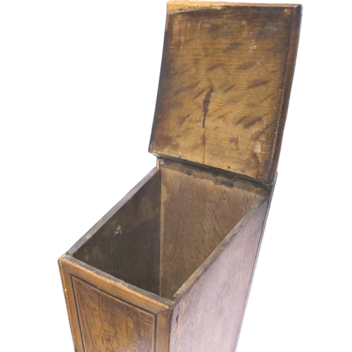 373 - Georgian oak salt box, inlaid with boxwood and ebony, H: 58 cm. P&P Group 3 (£25+VAT for the first l... 