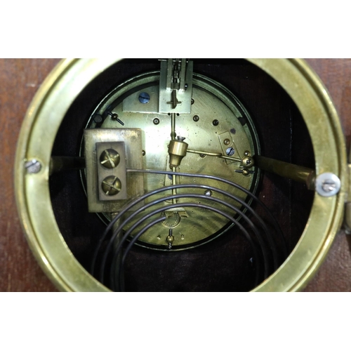 386 - Edwardian inlaid mantel clock lacking pendulum, H: 27 cm. P&P Group 2 (£18+VAT for the first lot and... 