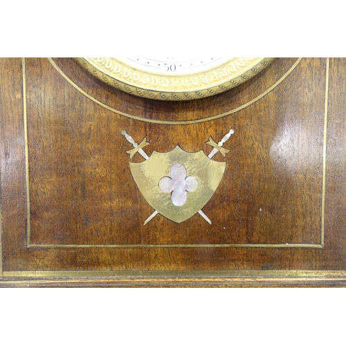 389 - Edwardian inlaid lancet clock by Julus Roles Paris with pendulum, not working at lotting. Not availa... 