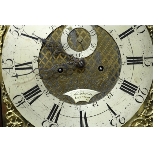 391 - Edward Bertles Liverpool, a late 18th century longcase clock with arched brass dial and moonphase, n... 