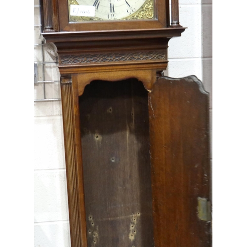 391 - Edward Bertles Liverpool, a late 18th century longcase clock with arched brass dial and moonphase, n... 