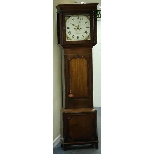 392 - W. Palin Nantwich George III longcase clock with square enamel dial and date aperture for restoratio... 