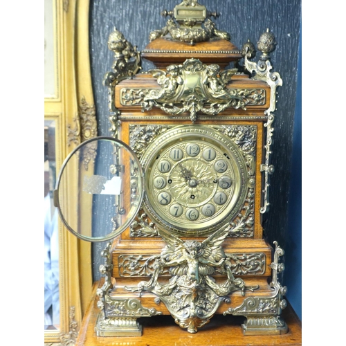 394 - 19th century English Kingwood and ormolu cased library clock, substantial proportions with complex m... 