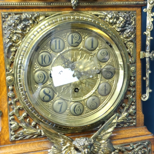 394 - 19th century English Kingwood and ormolu cased library clock, substantial proportions with complex m... 