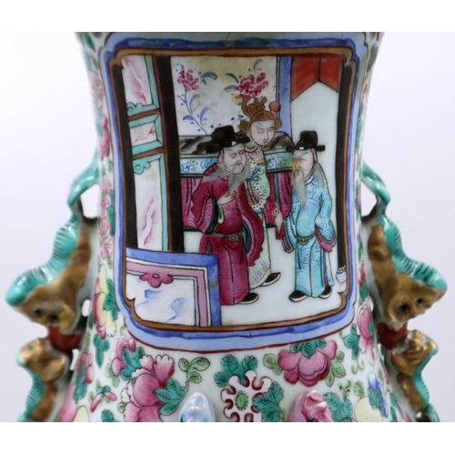 190 - Large Chinese vase, re-glued and stapled, H: 63 cm. Not available for in-house P&P