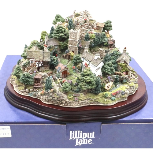 208 - Boxed Lilliput Lane limited edition no 0229, Coniston Crag, with deeds, 30 x 33 cm, excellent condit... 