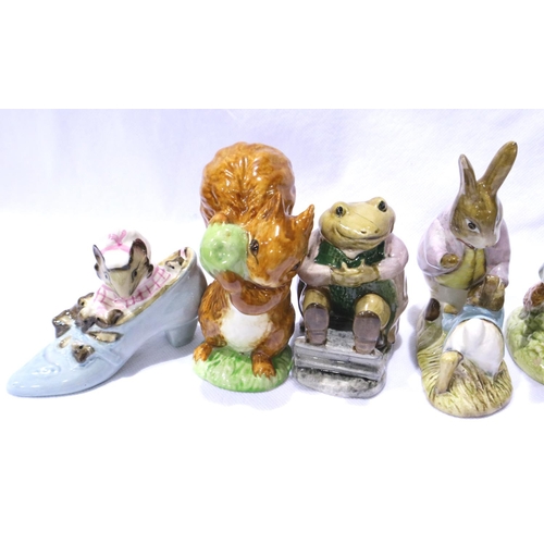 214 - Eight Beswick Beatrix Potter figurines including Jemima Puddleduck, tallest H: 13 cm, no chips or cr... 