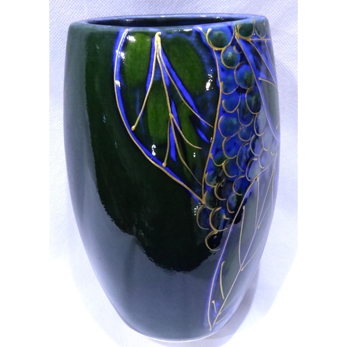 217 - Anita Harris Blueberries vase, signed in gold, H: 19 cm, no cracks or chips. P&P Group 2 (£18+VAT fo... 