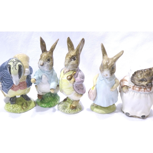 222 - Eight Beswick Beatrix Potter figurines including Mr Benjamin Bunny, tallest H: 11 cm, no chips or cr... 