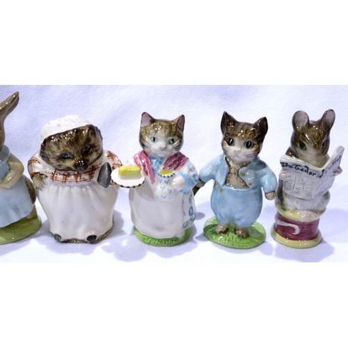 222 - Eight Beswick Beatrix Potter figurines including Mr Benjamin Bunny, tallest H: 11 cm, no chips or cr... 