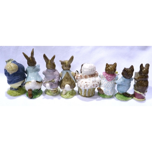 222 - Eight Beswick Beatrix Potter figurines including Mr Benjamin Bunny, tallest H: 11 cm, no chips or cr... 