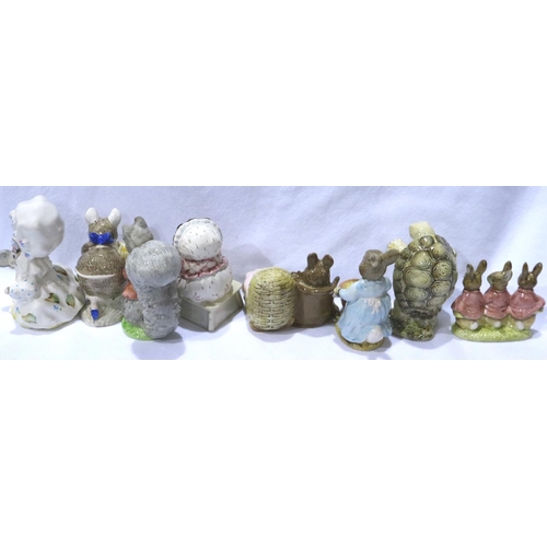 227 - Eight Beswick Beatrix Potter figurines including Mr Alderman Ptolemy, tallest H: 10 cm, no cracks or... 