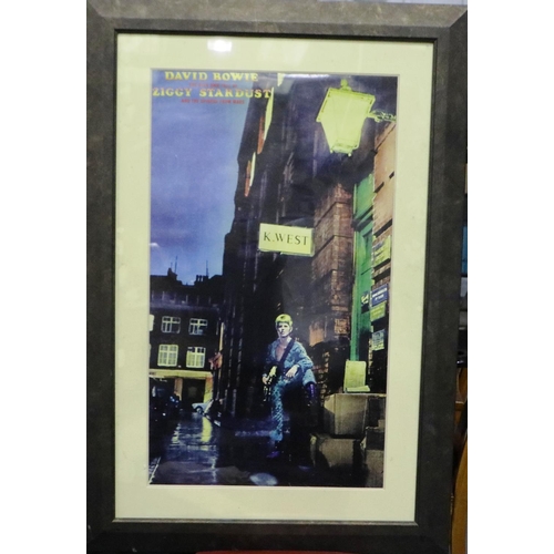 430 - Large framed Ziggy Stardust poster, 50 x 85 cm. Not available for in-house P&P