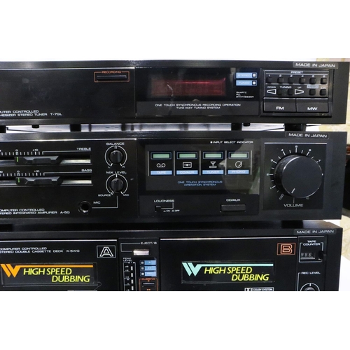 453 - Trio midi HiFi system with T-7GL tuner, A-5G amplifier and X-5WG twin cassette deck. Working at lott... 