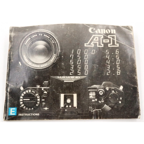 162 - Canon A-1 35mm SLR camera body with Canon 1:18 SC lens and instruction manual. P&P Group 1 (£14+VAT ... 