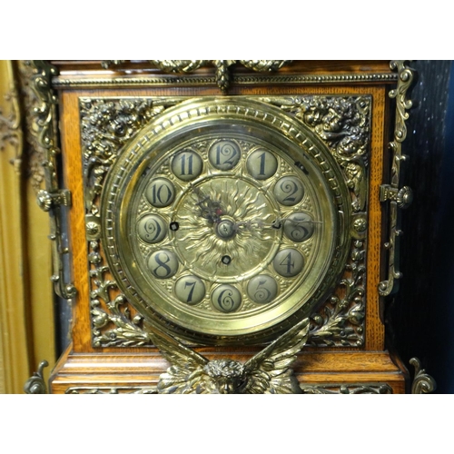 394 - 19th century English Kingwood and ormolu cased library clock, substantial proportions with complex m... 