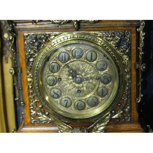 394 - 19th century English Kingwood and ormolu cased library clock, substantial proportions with complex m... 