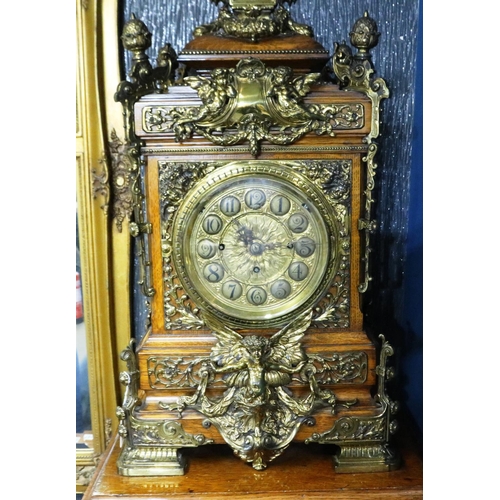 394 - 19th century English Kingwood and ormolu cased library clock, substantial proportions with complex m... 