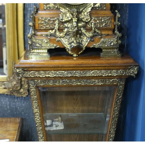 394 - 19th century English Kingwood and ormolu cased library clock, substantial proportions with complex m... 