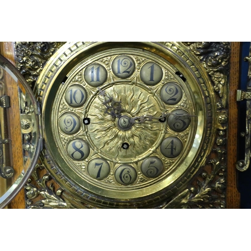 394 - 19th century English Kingwood and ormolu cased library clock, substantial proportions with complex m... 