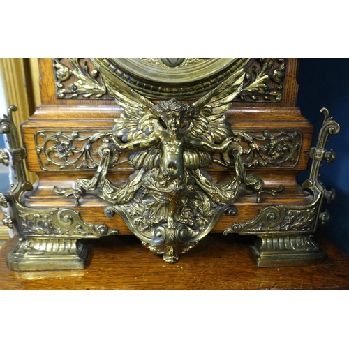 394 - 19th century English Kingwood and ormolu cased library clock, substantial proportions with complex m... 