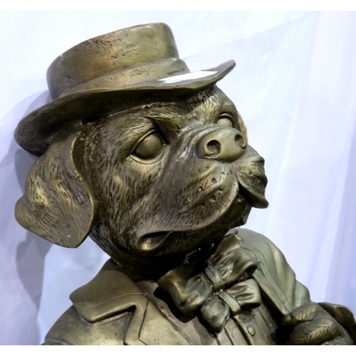 367A - Large brass John Bull anthropomorphic bulldog, H: 82 cm. Not available for in-house P&P