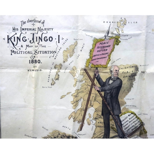 436 - British political cartoon from 1880, 71 x 52 cm. Not available for in-house P&P