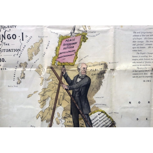 436 - British political cartoon from 1880, 71 x 52 cm. Not available for in-house P&P