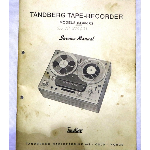 457 - Tandberg tape recorder model 64 with manual. Not available for in-house P&P