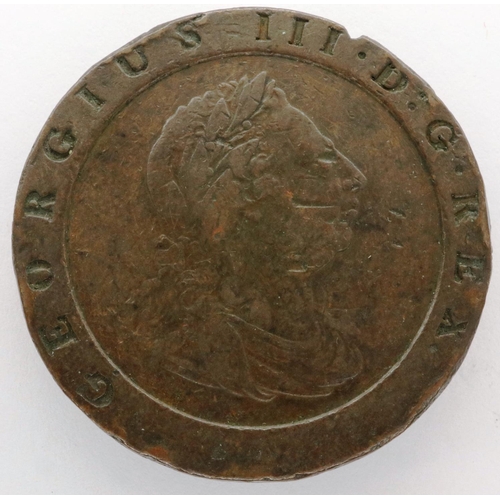 3014 - 1797 George III copper cartwheel two pence. P&P Group 0 (£5+VAT for the first lot and £1+VAT for sub... 