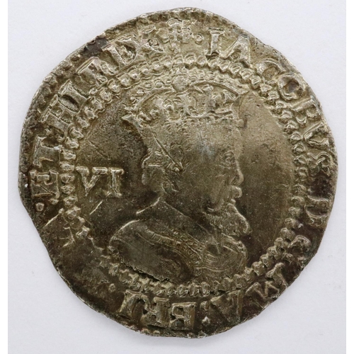 3020 - 1624 James VI silver hammered sixpence. P&P Group 0 (£5+VAT for the first lot and £1+VAT for subsequ... 