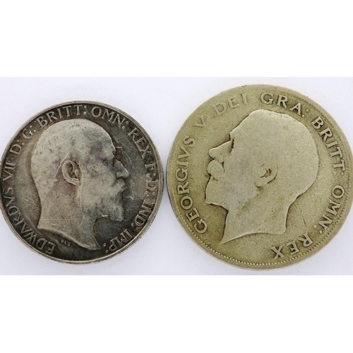 3051 - 1921 half crown and a 1908 florin (2). P&P Group 1 (£14+VAT for the first lot and £1+VAT for subsequ... 