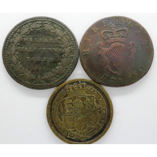 3058 - Three Georgian period coins/tokens. P&P Group 0 (£5+VAT for the first lot and £1+VAT for subsequent ... 