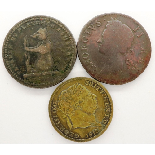 3058 - Three Georgian period coins/tokens. P&P Group 0 (£5+VAT for the first lot and £1+VAT for subsequent ... 