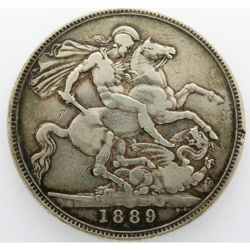 3059 - 1889 Queen Victoria Jubilee silver crown. P&P Group 0 (£5+VAT for the first lot and £1+VAT for subse... 