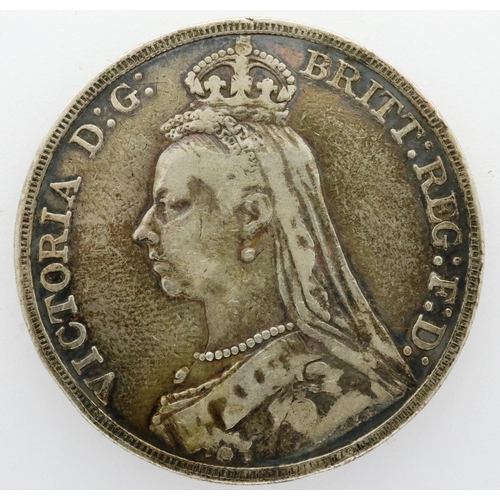 3059 - 1889 Queen Victoria Jubilee silver crown. P&P Group 0 (£5+VAT for the first lot and £1+VAT for subse... 