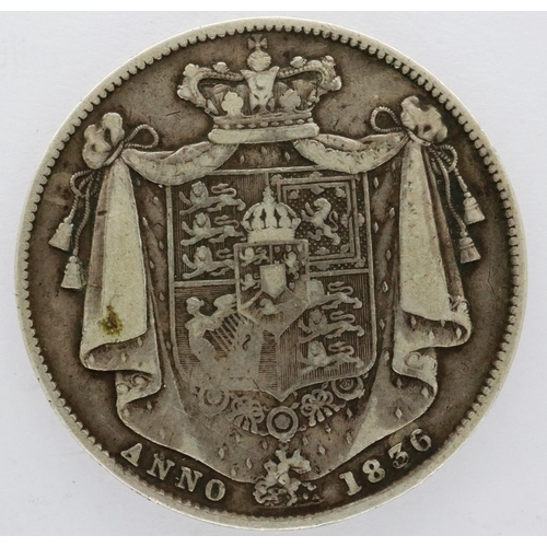 3092 - 1836 silver half crown of William IV. P&P Group 0 (£5+VAT for the first lot and £1+VAT for subsequen... 