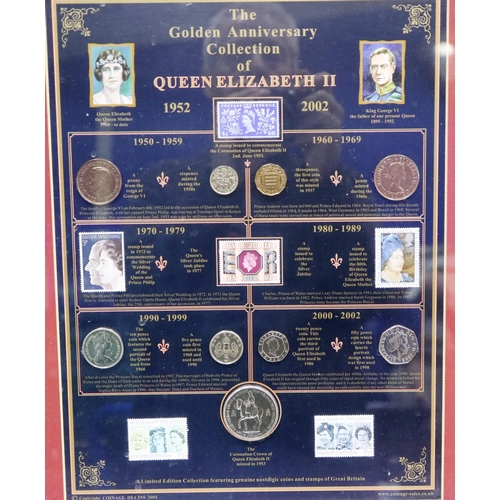 3097 - Framed Queen Elizabeth Golden Anniversary coin collection, 2001 limited edition. Not available for i... 